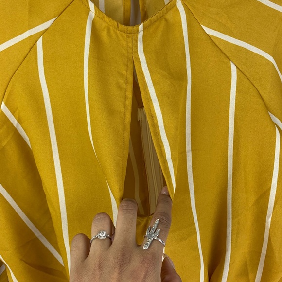 {TRUE DESTINY} Mustard Yellow White Stripe Top - Picture 3 of 8